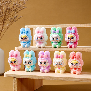 Cute Bow Bunny Flocked Cute DIY Jewelry Pendant Key Gift Desktop Live Broadcast Ornaments Wholesale
