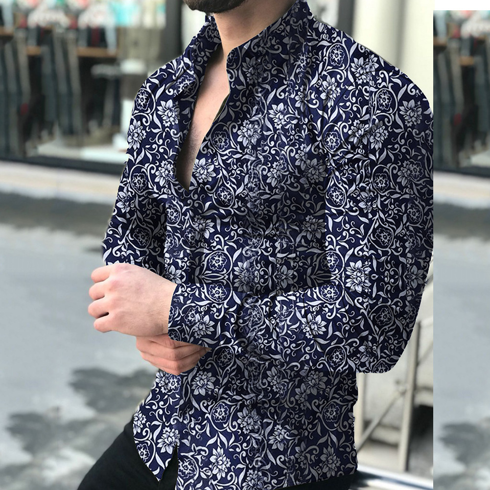 Men's Ditsy Floral Blouse Men's Clothing display picture 10