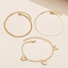 Fashionable chain, pendant, ankle bracelet, metal set, European style, simple and elegant design