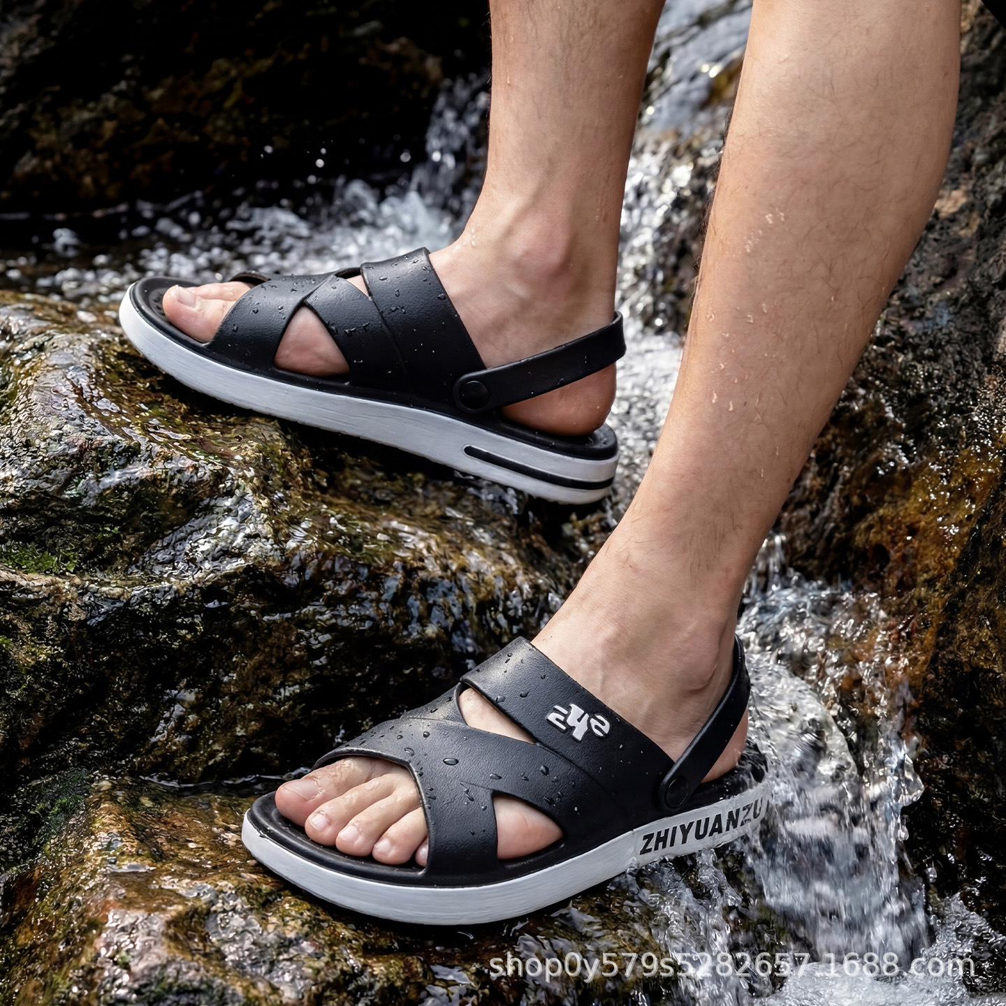 Diseño de cinturón cruzado para hombres de verano outerwear deportivo al aire libre conducir sandalias de playa al por mayor, nadar