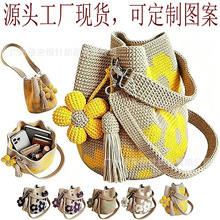 跨境新品手工钩针花卉手提包Handmade Crochet Flower Tote
