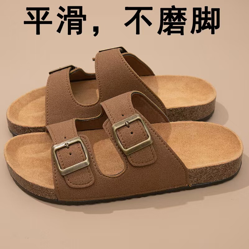 新型夏のファッションpvcバックル皮博ケン平底ビーチカジュアルサンダル男女半スリッパ厚い底外|undefined