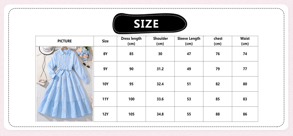 Girls' 9-11 years old autumn children's clothing 24 new fashionable striped long sleeved girls' dress_voghion.com