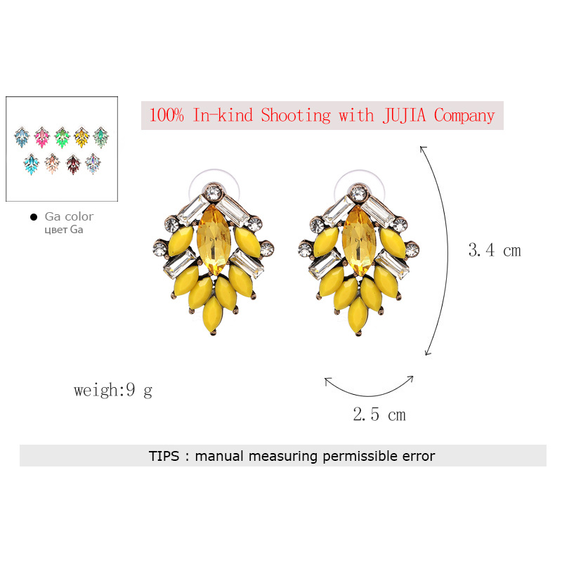 European and American geometric rhinestone inlaid alloy earrings