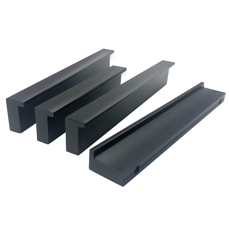 Aluminum alloy through-the-top wardrobe 7-word type black handle manufacturer wholesale solid drawer cabinet hardware cabinet door handle