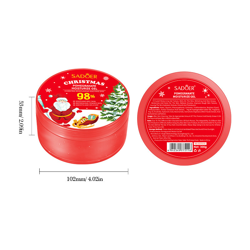 Full English Aloe Vera SADOER Christmas Red Pomegranate Gel Moisturizing Cream Hydrating_voghion.com