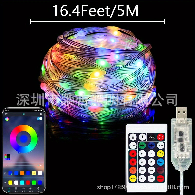 Lámpara de cable de cuero de cadena Bluetooth RGB luz de agua de carreras de caballos con ambiente navideño luz de cable de cobre decorativa