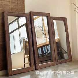 复古老榆木镜子服装店做旧装饰落地穿衣镜玄关全身镜摄影道具镜子