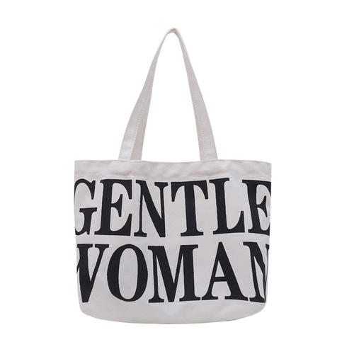 Minimalist Letter Canvas Bag for Women - New Bohemian Ins Style Large Capacity Shoulder Bag for Students and Daily Use, Wholesale