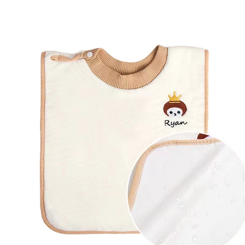 Children's Wash Towel Baby's Embroidered Slip Towel Kindergarten Baby's Face Towel Waterproof Bib Baby Bib