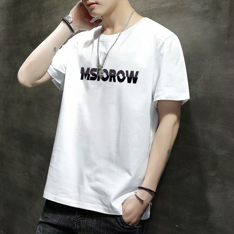 Verano ins celebridad en línea estilo coreano SLIM-Fit Camiseta de manga corta juventud carta impresa personalizada cuello redondo Camiseta casual base T