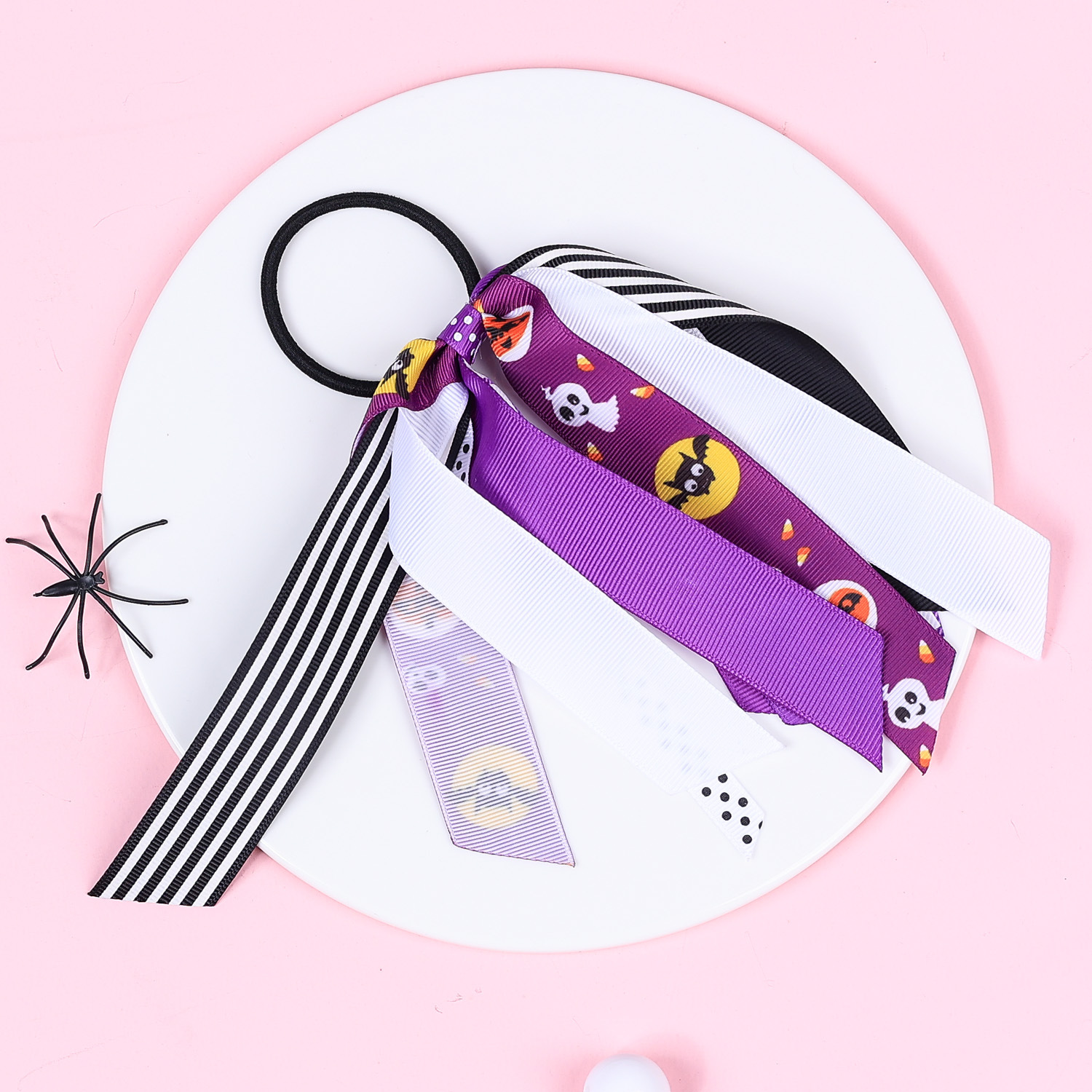 16g Weight Hair Tie Hair Accessories Type 5 Colors Can Be Mixed Quantity Party, Festival Occasion Threaded braid Material Halloween Festival Letter Pattern Kid'S Gender IG Style Style Halloween IG Style Kid'S Letter Threaded Braid Hair Tie 5
