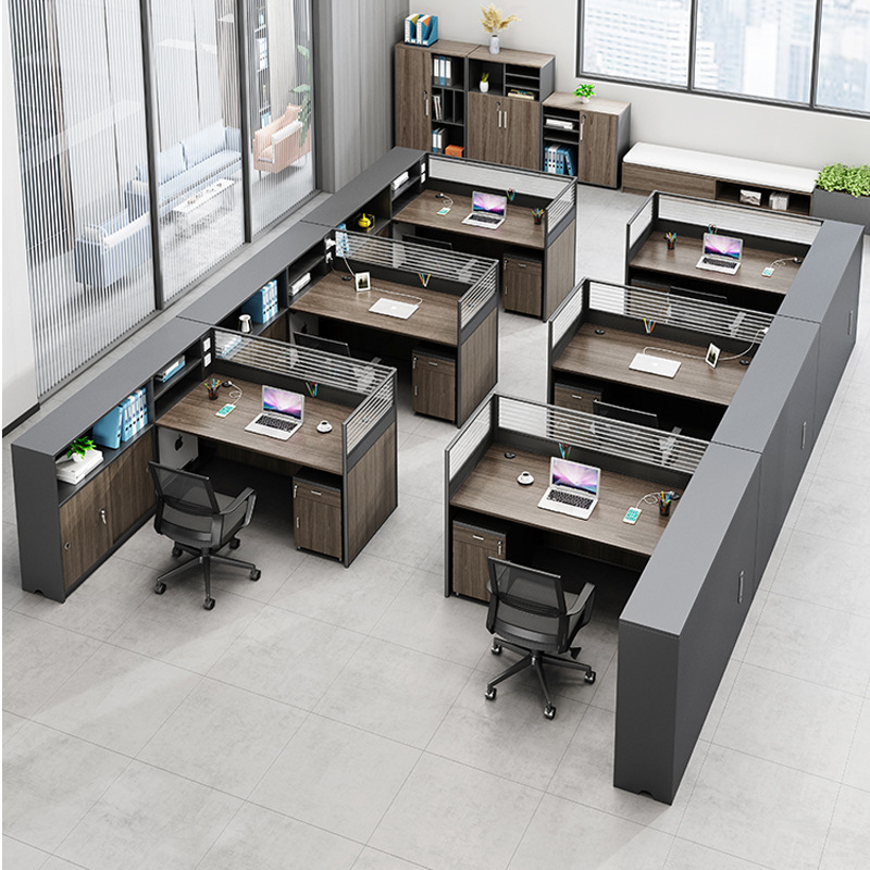 Staff Desk and Chair Combination Simple Modern Three-Seat Desk Office Financial Room Screen Desk