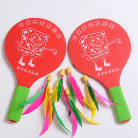源头厂家彩色卡通板羽球拍复合板羽拍三毛球拍沙滩拍高弹板羽球拍