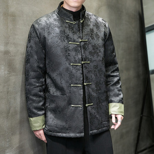 2023 autumn and winter New Chinese style men's retro buckle Chinese Tang suit plus size trendy cotton-padded coat cotton-padded jacket for men