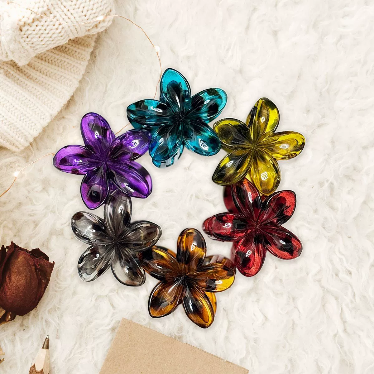 Новые популярные в Европе и Америке аксессуары для волос для женщин, заколки для волос с плюмерией, красочные универсальные заколки для волос, универсальные когти для хвоста через границу.