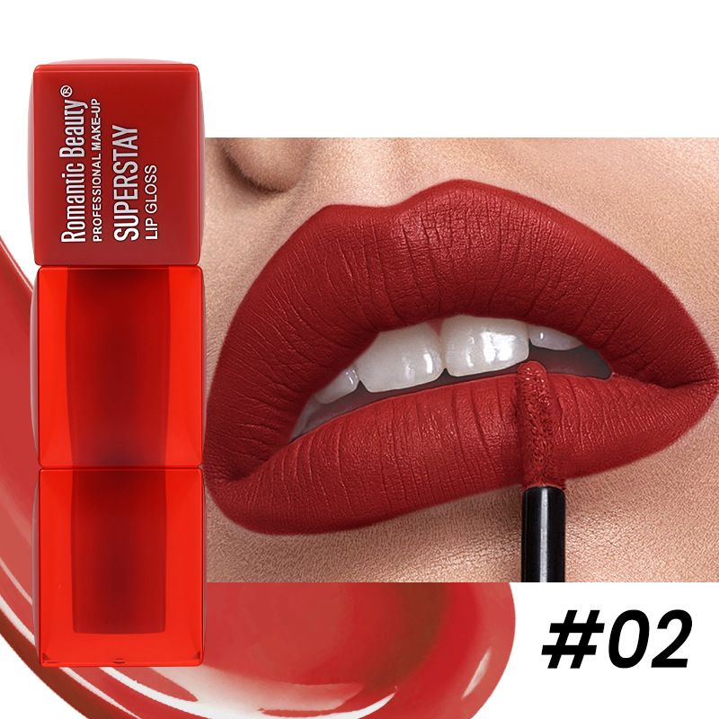Lápiz labial cuadrado transfronterizo con procesamiento personalizado, brillo labial tintado, belleza mate de larga duración, maquillaje con textura aterciopelada, lápiz labial OEM
