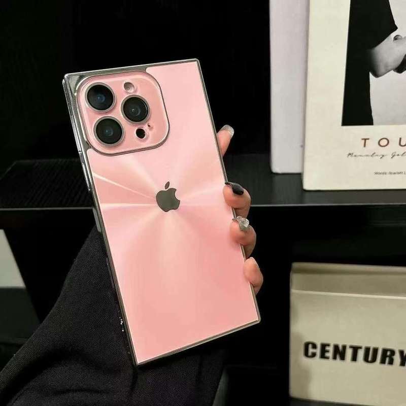 高级感镭射方形极光适用iPhone16手机壳15纯色14情侣13新款带标版|undefined