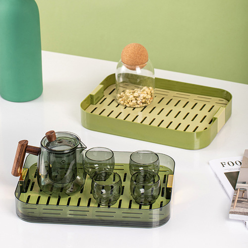 Light luxury tea tray tea cup tray rectangular modern small living room water storage plastic water cup drain tray home