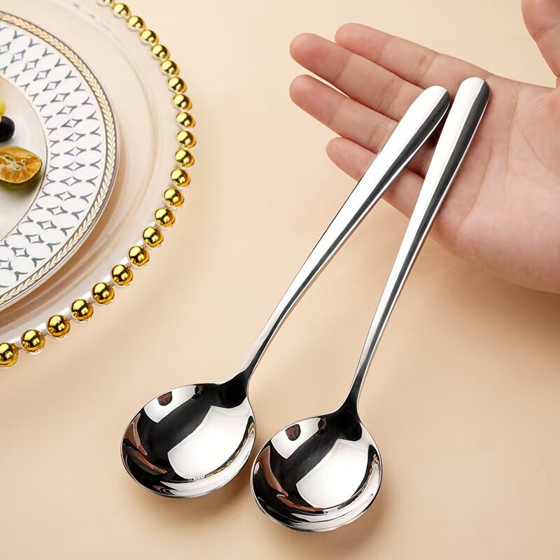 316 High-end Round Spoon Household Stainless Steel Spoon 304 Thick Elegant Round Spoon Long Handle Round Head Spoon Live German Products 316 High-end Round Spoon Household Stainless Steel Spoon 304 Thick Elegant Round Spoon Long Handle Round Head Spoon Live German Products