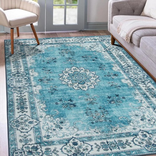 Cross-border retro Persian rug living room stain-resistant and wear-resistant tea table mat bedroom bed side rug B&B hotel decoration mat
