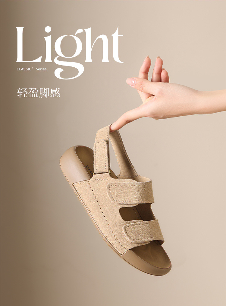 Dép Birkenstock nữ đế bằng quai chữ V dán Velcro, dép thời trang mùa hè đi biển — IL02 màu vàng chi tiết 9