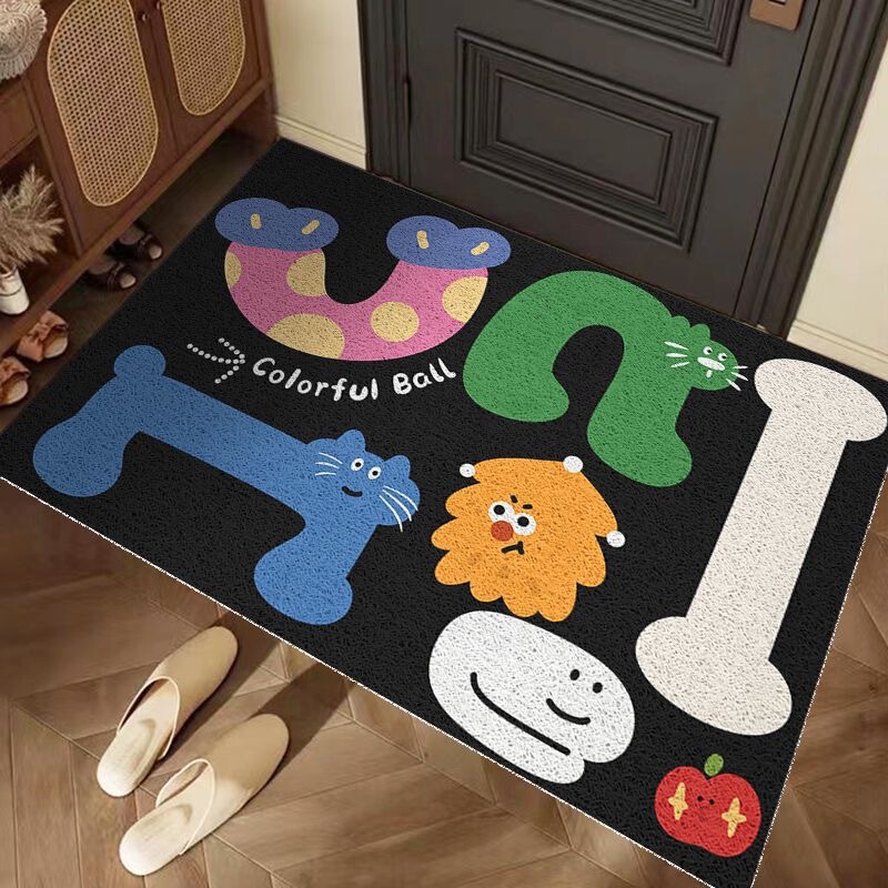Floor Mat Dirty Resistant Cartoon Silk Ring Easy to take care of Foot Mat Home Door Scraping Mud Rubbing Earth Mat a generation of hair