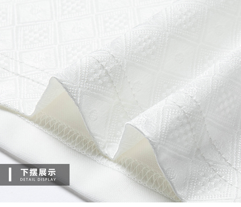 Áo polo nam tay ngắn lụa tơ tằm cao cấp cổ bẻ — Trắng 5251 chi tiết 21