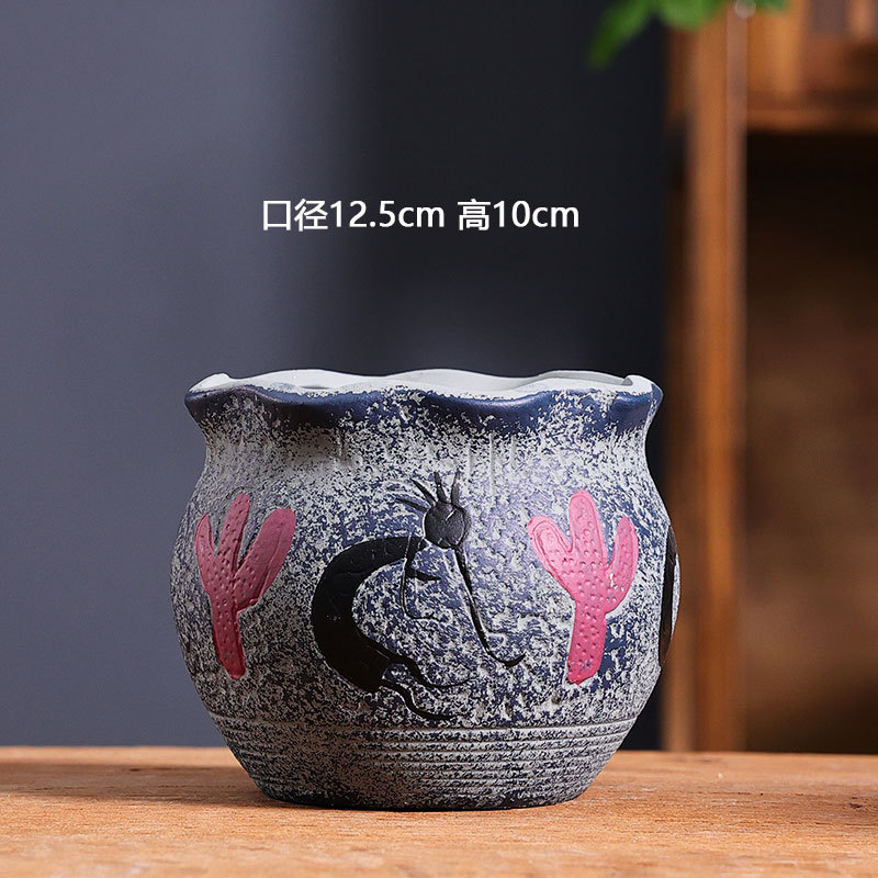 No.09 mediano mar Mediterráneo fábrica de maceta de carne directa cerámica de carne retrógrada cerámica roja especial maceta al por mayor