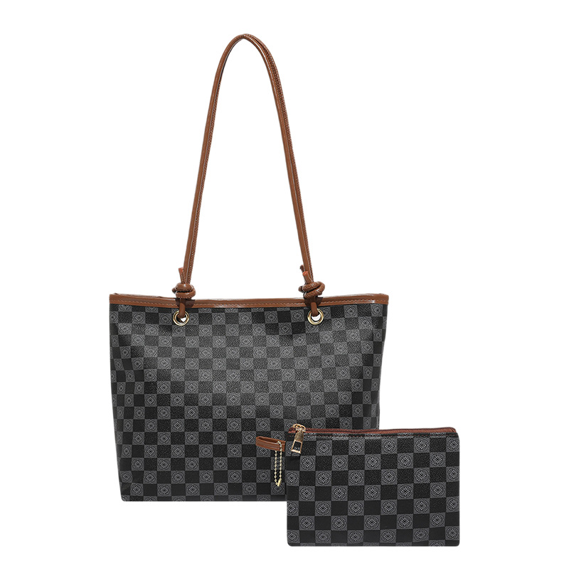 Bolsa de mano coreana transfronteriza a cuadrícula bolsas de mujer 2025, nuevo otoño bolsas de hombro de gran capacidad, bolsas para niños bajo las axilas