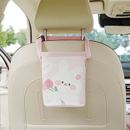 Car trash can Cute tulip bear car hanging storage box Creative multifunctional car storage box