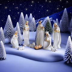 国境を越えたクリスマスの馬槽組セットが誕生したショーウインドーのリビングのデスクトップ装飾樹脂工芸品