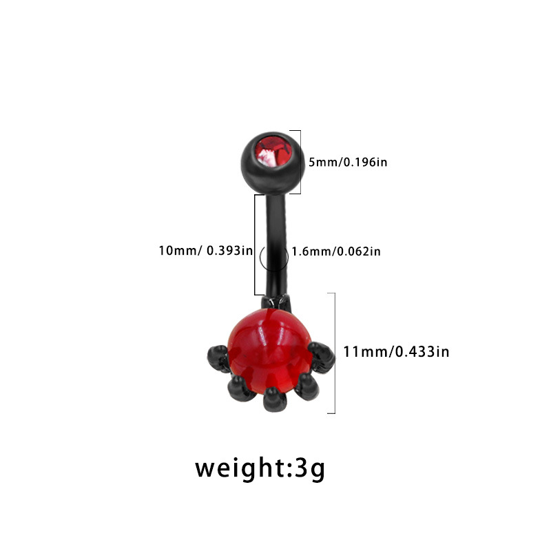 Halloween Bauchnabelpiercing Mit Herzförmigem Zirkonia Dunkel_voghion.com