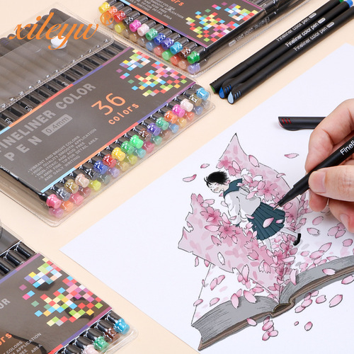 Xile 100-color fine color hook pen stroke pen hand account pen needle tube pen painting pen set Amazon