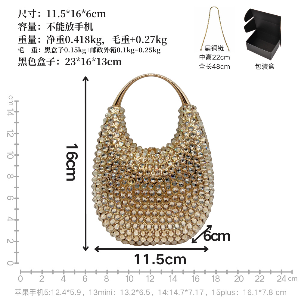 Túi clutch nữ đính đá pha lê hình trái tim cao cấp dự tiệc — Màu sắc, Tùy chỉnh các màu khác chi tiết 5