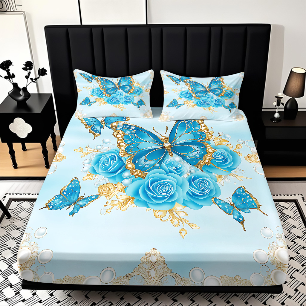 TEMU / JIT cama abrasiva Kits de almohada mariposa de color impresión digital 3D fuente de ropa de cama fabricantes