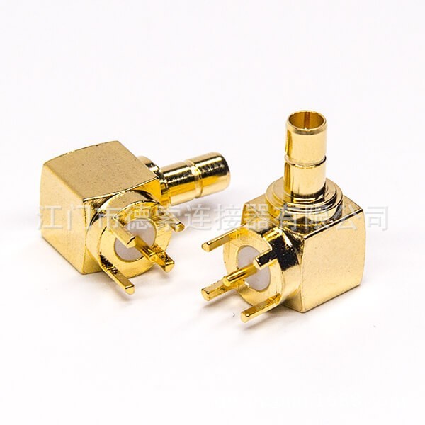 smb同轴连接器弯式镀金公头插板接PCB板