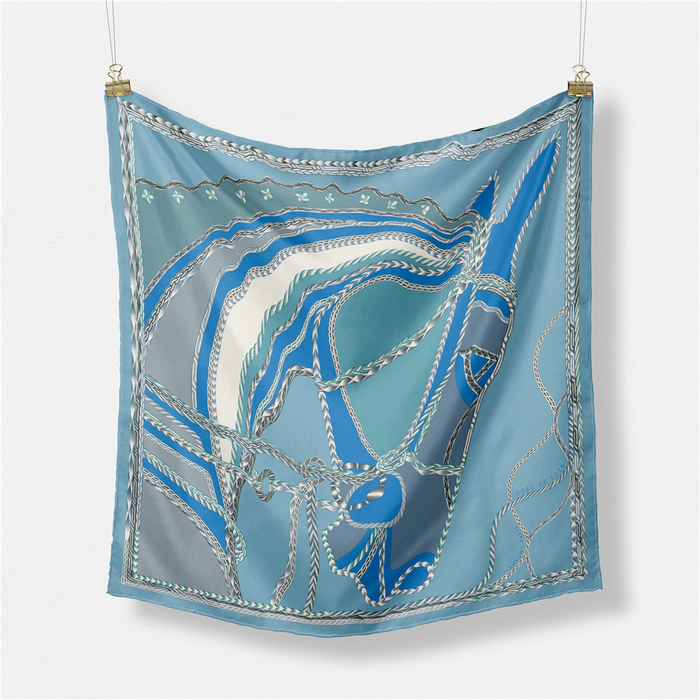 Women'S Gender Printing Design 53cm New Style Carriage Chain Ladies Twill Decorative Small Square Scarf