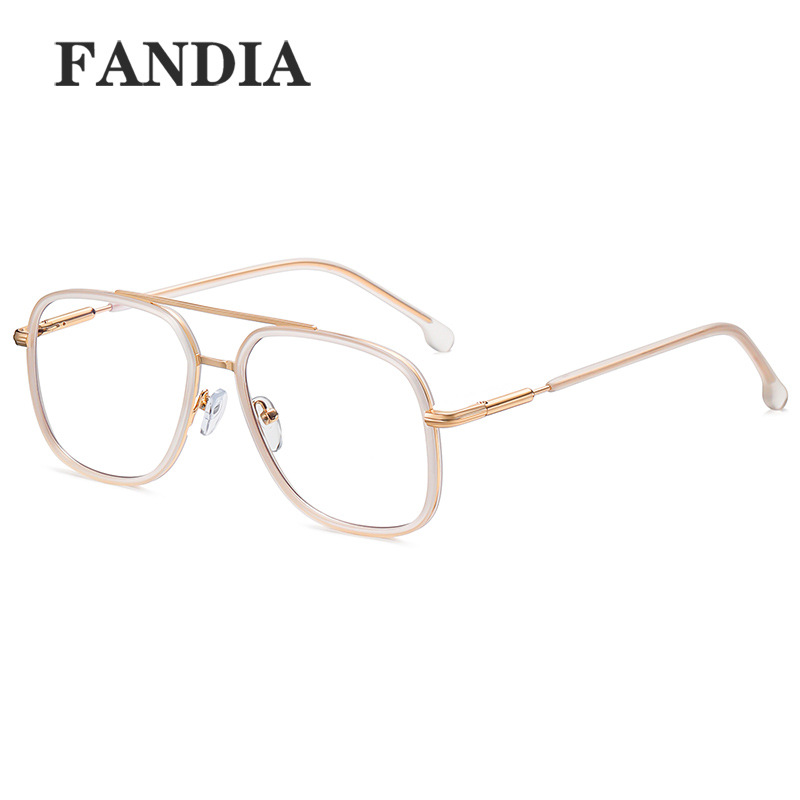 95921 de moda nuevo puente de la nariz doble TR90 gafas ópticas de los hombres anillo de metal gafas de luz anti-azul con gafas