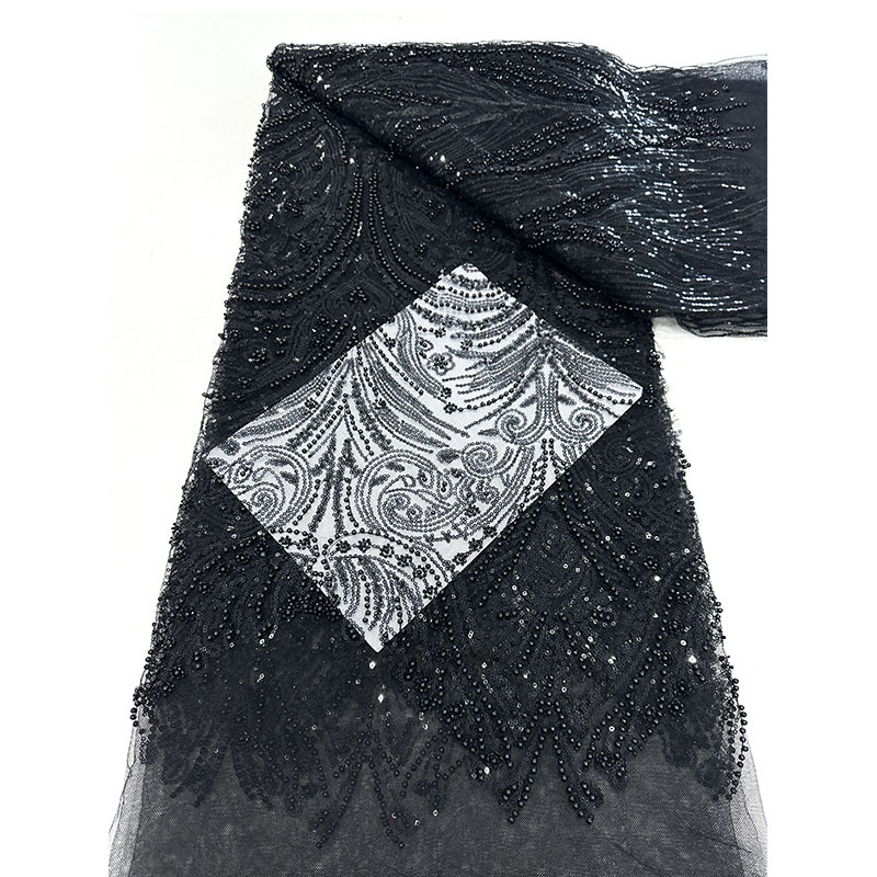 Tejido de cuentas de esquinilla, esquinilla de color fantasma, encaje bordado apretado, ropa infantil, ropa de mujer, ropa de boda, tela