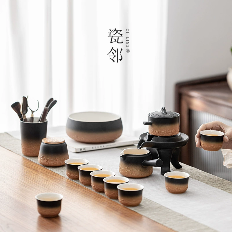 Automatic tea set for home use, teapot, gift box, light luxury style