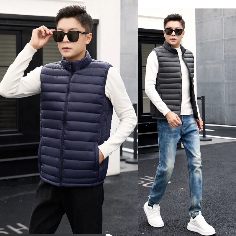 Foreign trade wholesale autumn and winter men's waistcoat leisure stand collar thin fashion waistcoat warm cotton coat thin