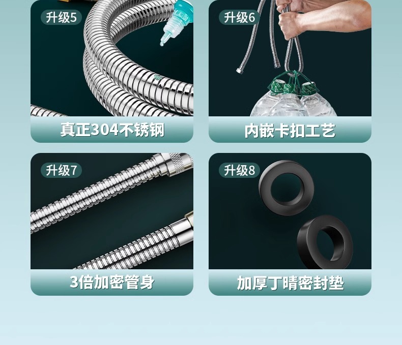 Large-diameter 304 stainless steel showerhead hose, shower head connection pipe, universal water heater outlet pipe undefined