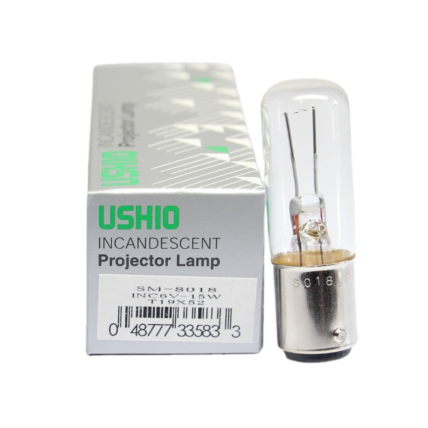 USHIO SM-8018 6V 15W bulb, suitable for NIKON, LEITZ, and LEICA microscope light sources, 6V 15W.
