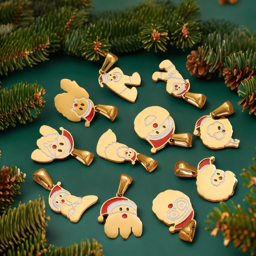 Acero inoxidable Navidad 18K titanio acero letras personalidad Santa adorable moda moda moda DIY joyas colgantes