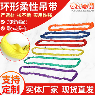 Polyester Circular Flexible Lifting Sling, Colorful Industrial Crane Sling, Polyester Soft Sling, High Strength