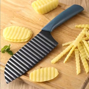Classic Multifunctional Wavy Potato Knife for Home Use, Thickened Corrugated Langya Kitchen Knife for Cutting Fancy Fries