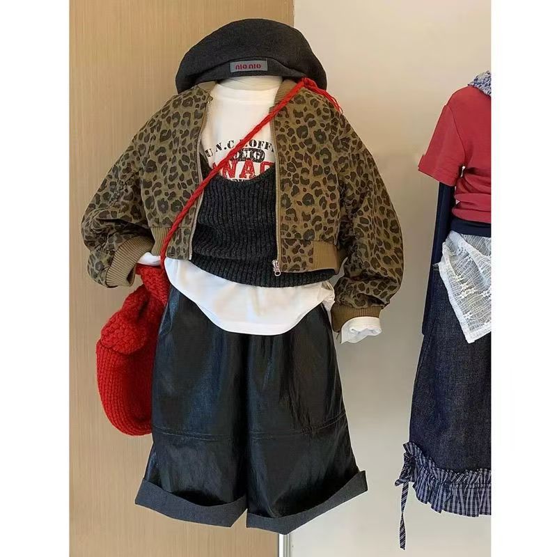 Corea del Sur vestir chaqueta de niña de otoño 2025 nuevo estilo de moda extranjero chaqueta de leopardo chaqueta roja red image 3