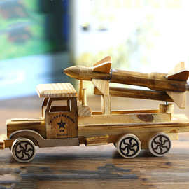 木制火箭车模型木质摆件儿童汽车模型玩具旅游景区工艺品超市混批