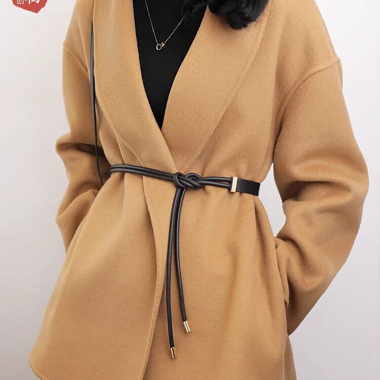 Soft Leather Rope Knot Belt Women's Matching Coat Fashion Matching Down Jacket Decorative Sweater Skirt Thin Belt Trendy